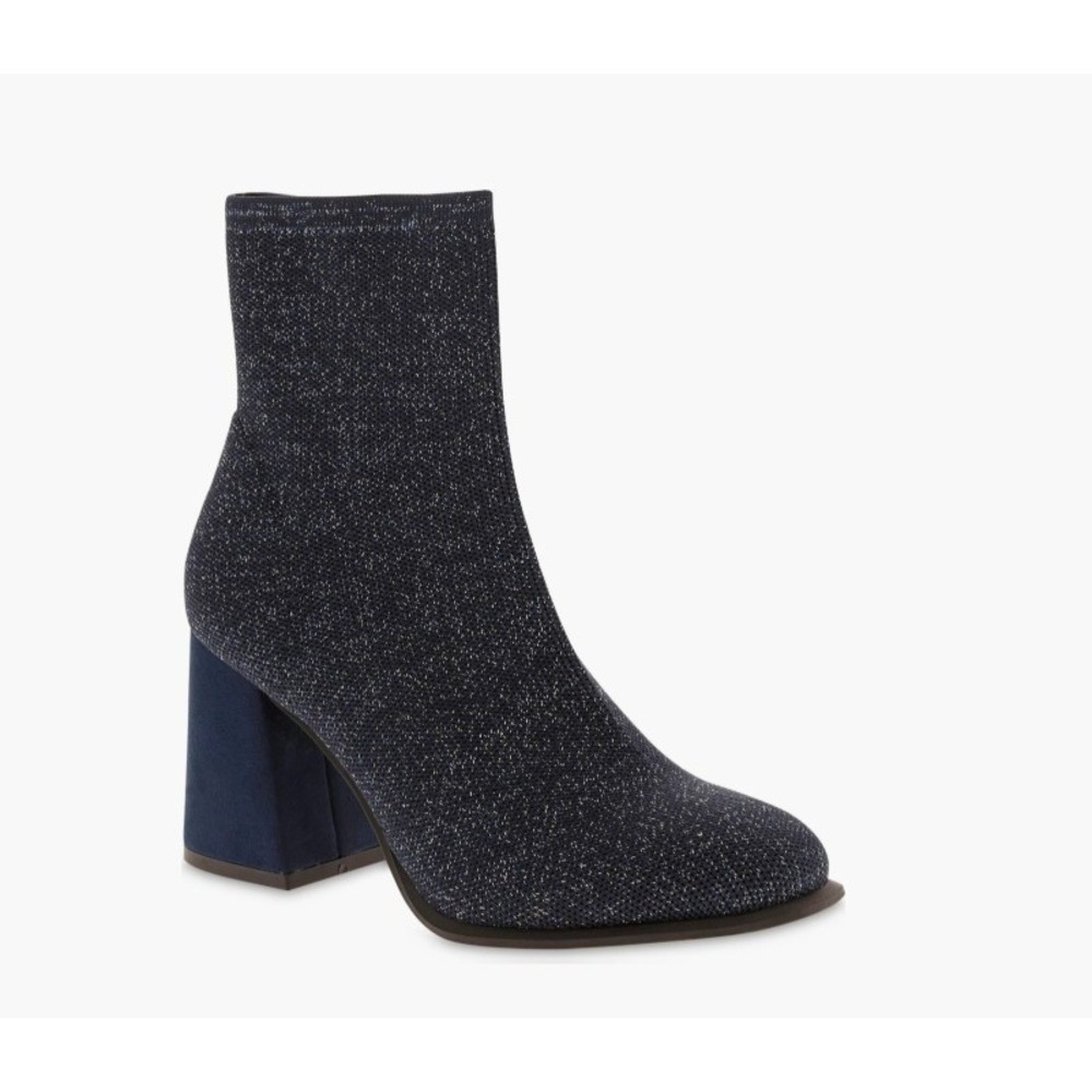 MIA PIANA Women's Ankle Boots Glitter Black 3.15-inch Block Heel